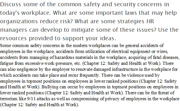 Week 6 Part A Safety and Security in the Workplace